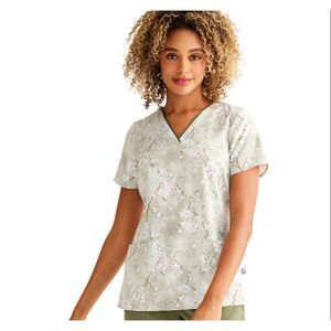 NWT Healing Hands Amanda Charmed Florals V Neck Scrub Top Nursing Massage M